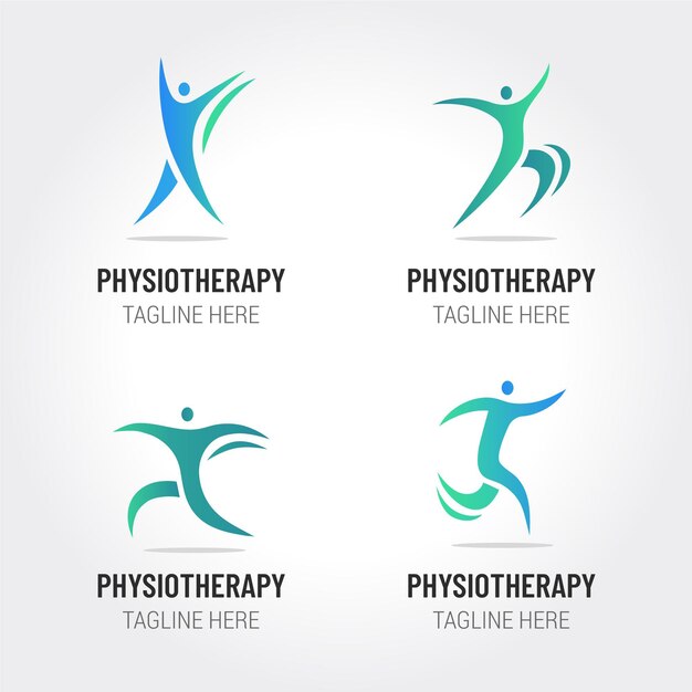 Pack of flat physiotherapy logo templates