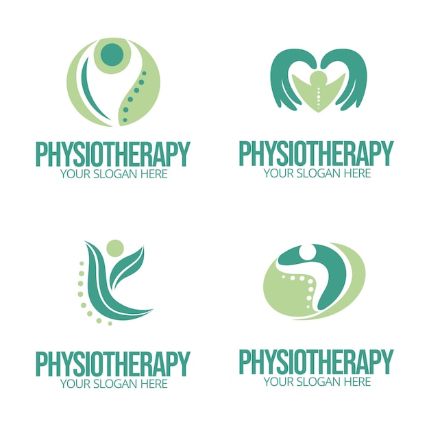 Пакет плоских шаблонов логотипа физиотерапии