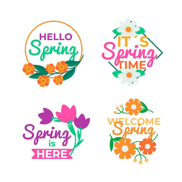 Free vector pack of flat spring labels