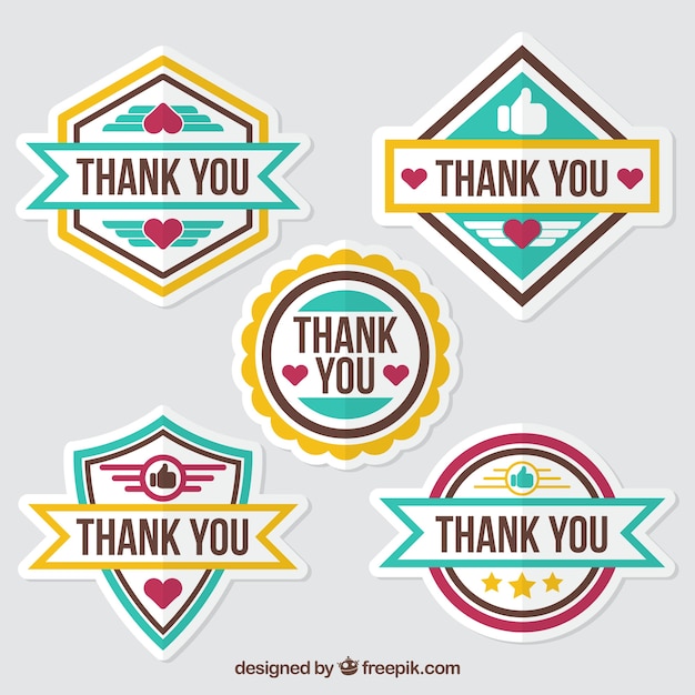 Pack of flat thank you stickers