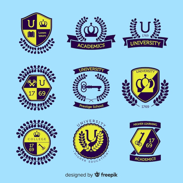 Pack of flat university logos