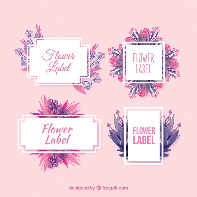 Pack of floral stickers in watercolor style