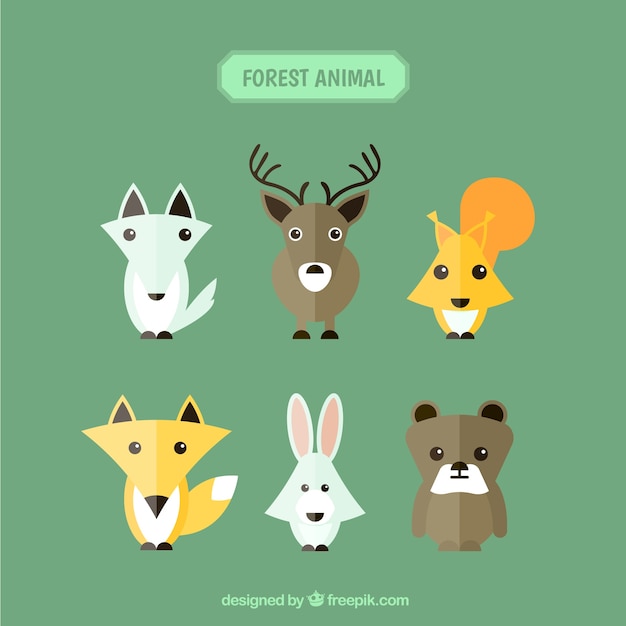 Free vector pack of forest animal in geometric style