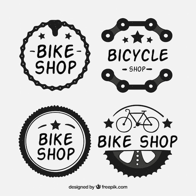 Vettore gratuito confezione di quattro adesivi bicicletta