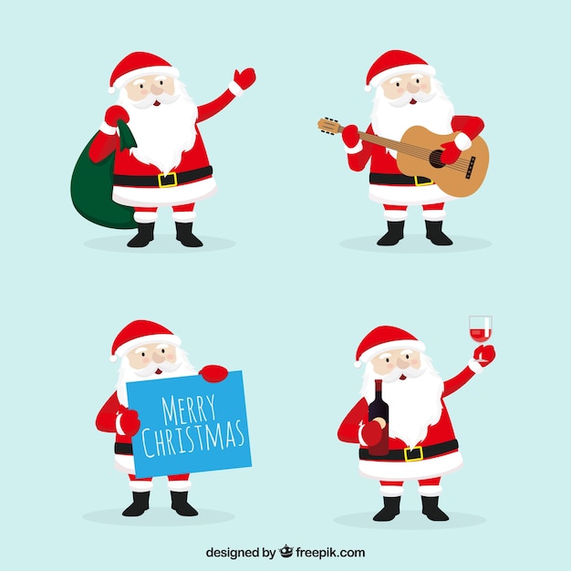 Pack of four characters of santa claus