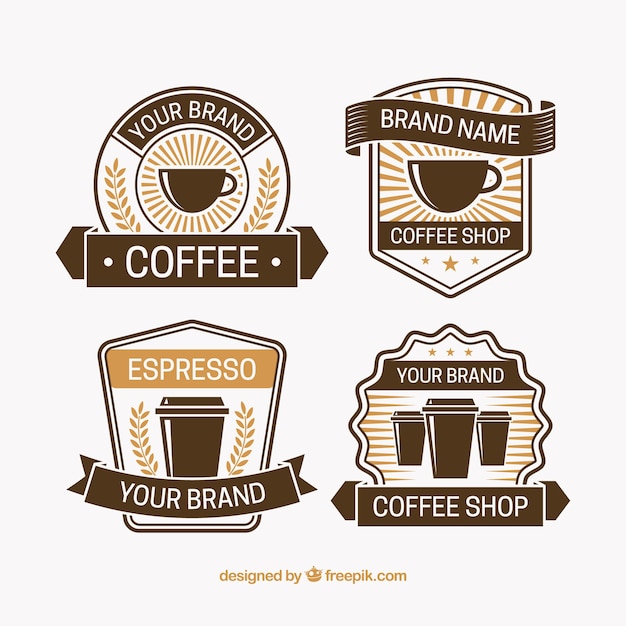 Free vector pack of four coffee badges