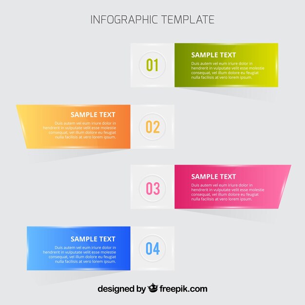 4 개의 컬러 infographic 배너 팩