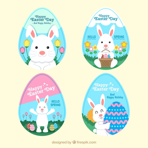 Pack of four easter bunny stickers