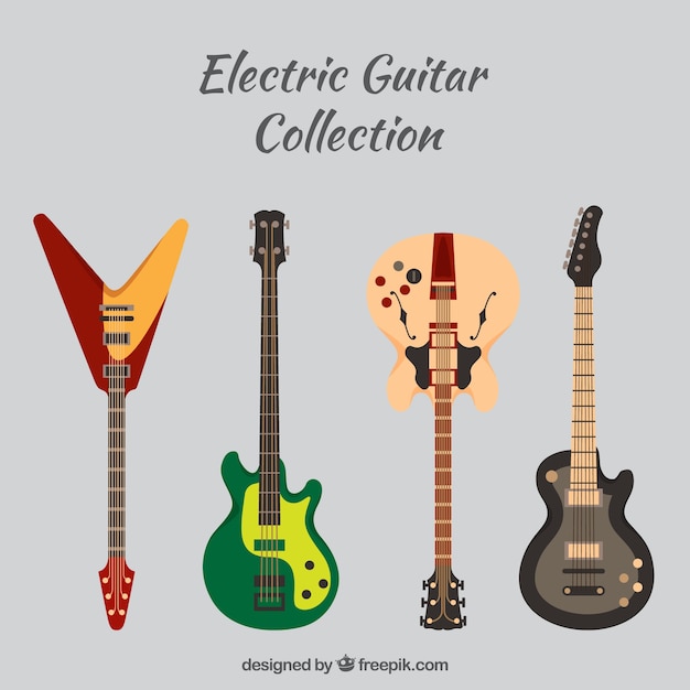 Free vector pack of four electric guitars