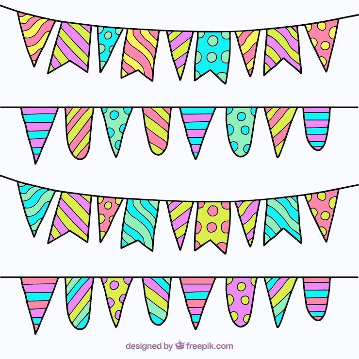 Free Vector pack of four festive garlands with abstract design