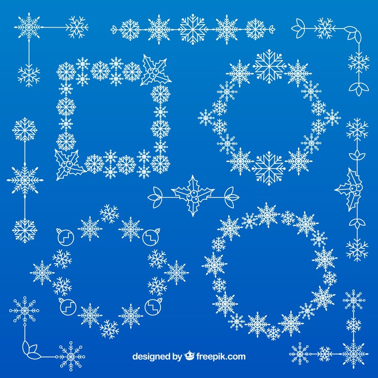 Free Vector pack of four frames of snowflakes