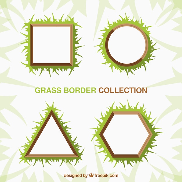 Free vector pack of four geometric grass frames