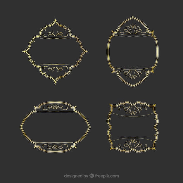 Free vector pack of four golden ornamental frames