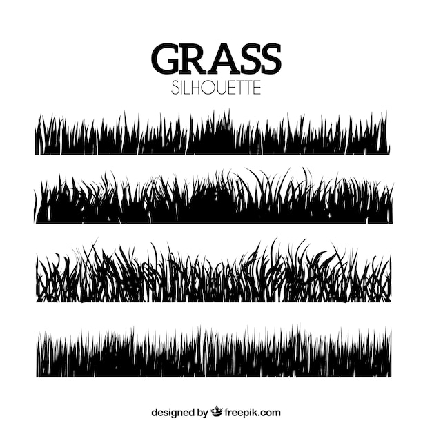 Free vector pack of four grass silhouettes