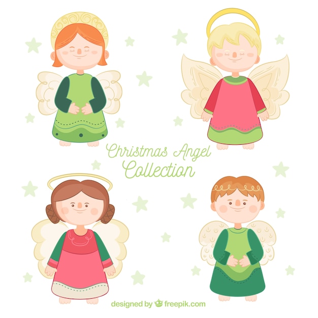 Пакет из четырех рисованных ангелов