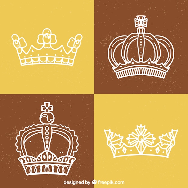 Free Vector pack of four hand-drawn crowns