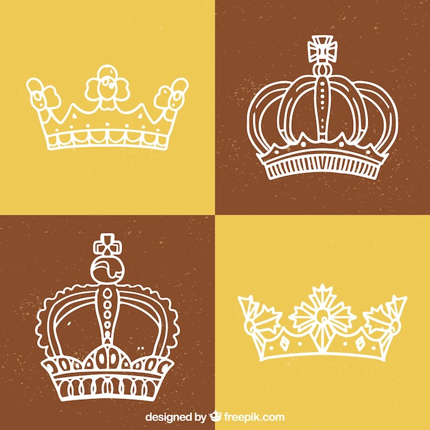 Pack of four hand-drawn crowns