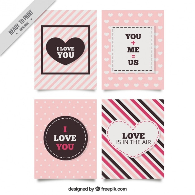 Free vector pack of four love cards