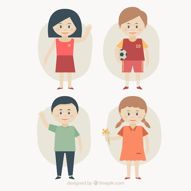 Free vector pack of four lovely children