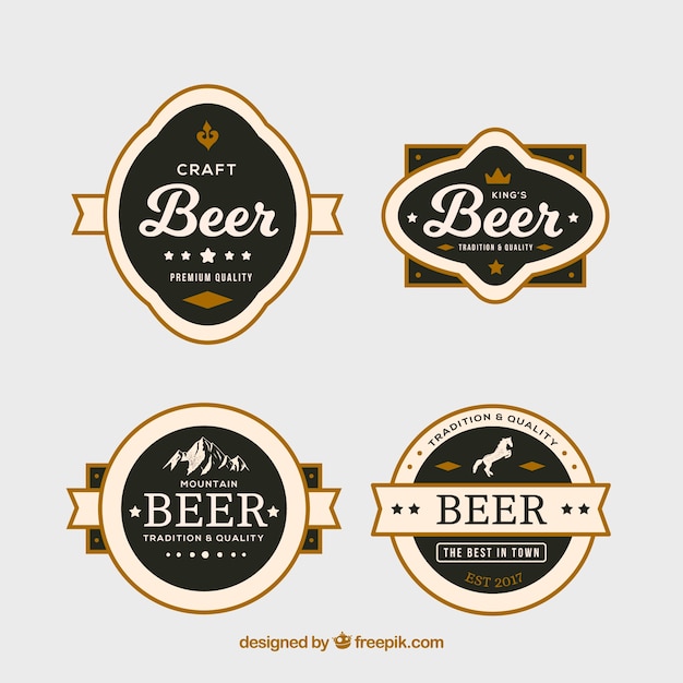 Free vector pack of four luxury beer labels