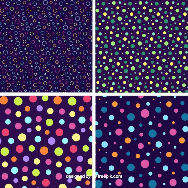 Free vector pack of four pattern with colorful dots