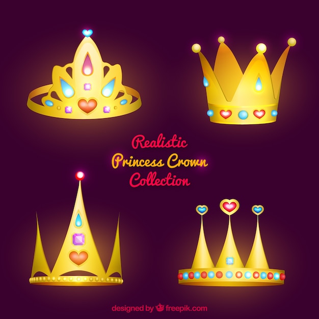 Free vector pack of four princess bright crowns