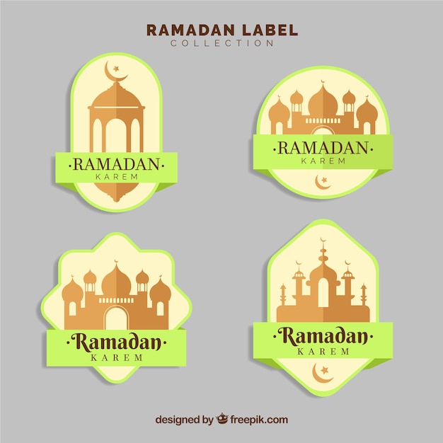 Free vector pack of four ramadan badges