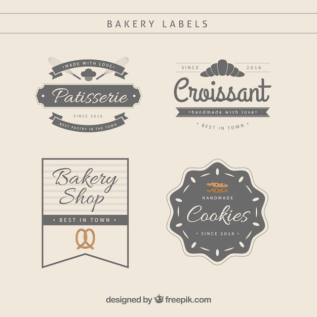 Free vector pack of four retro bakery badges