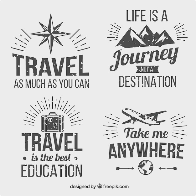 Free vector pack of four retro travel badges