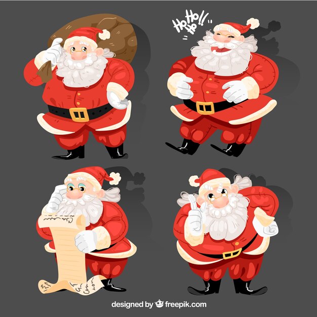 Pack of four santa claus characters