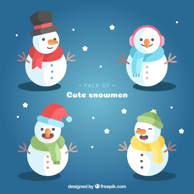 Free vector pack of four snowmen