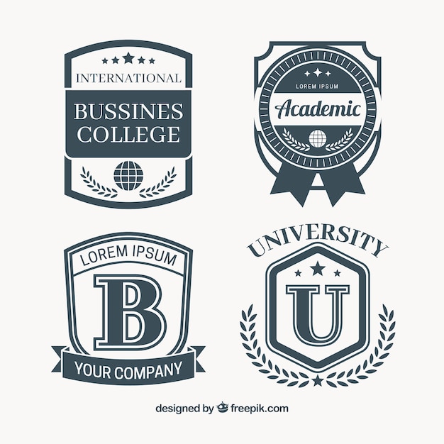 Free vector pack of four training badges in vintage style