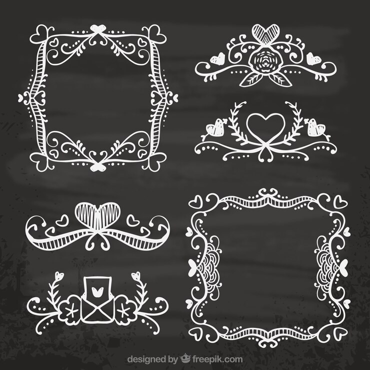 Free Vector pack of four valentine floral wreaths