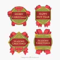 Free vector pack of four vintage christmas badges