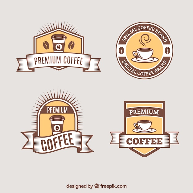 Free vector pack of four vintage coffee badges