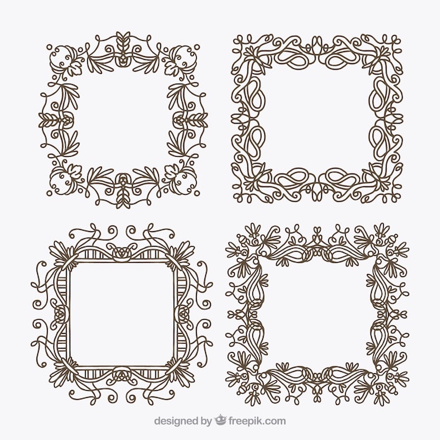 Pack of four vintage ornamental frames