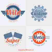 Free vector pack of four vintage racing badges