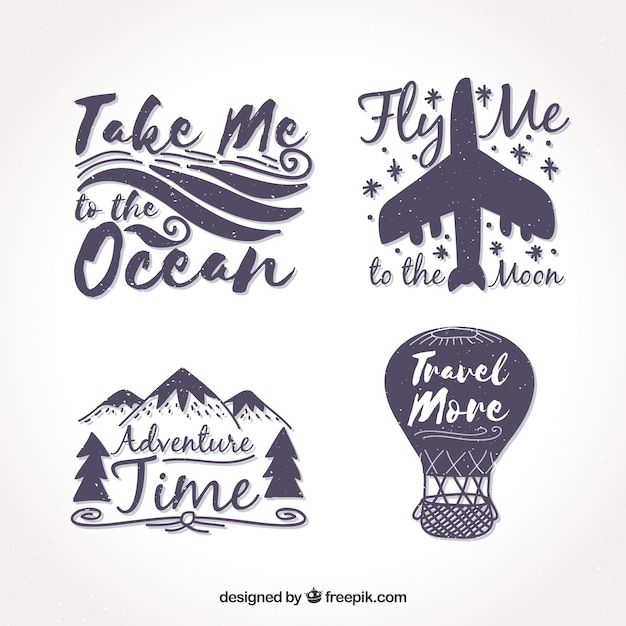 Free vector pack of four vintage travel stickers