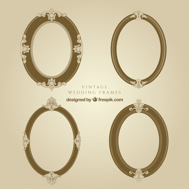 Free vector pack of four vintage wedding frames