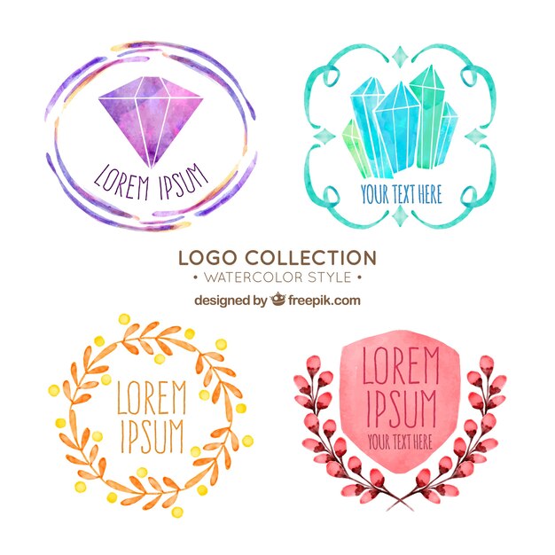 Pack of four watercolor logos