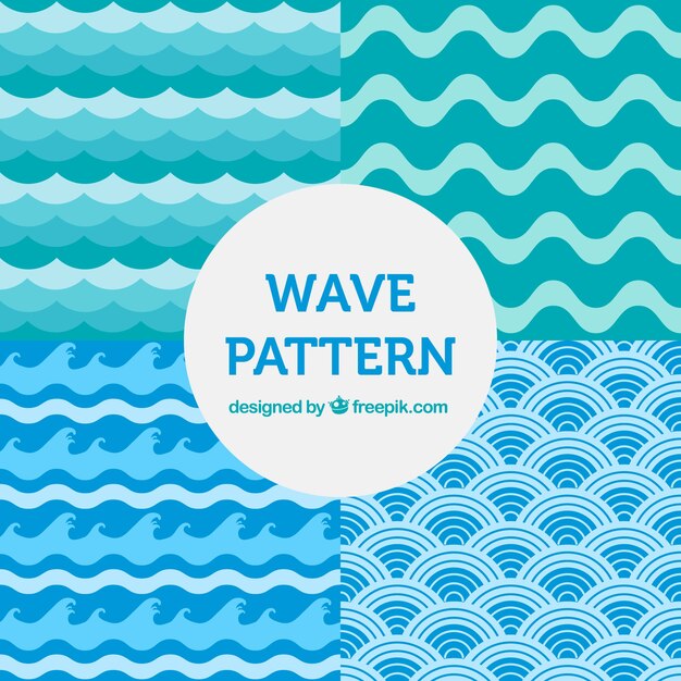 青色の4つの波パターンのパック