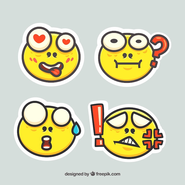 Free vector pack of four yellow emoticon stickers