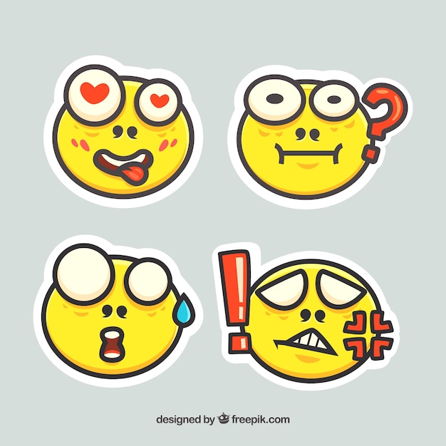 Pack of four yellow emoticon stickers