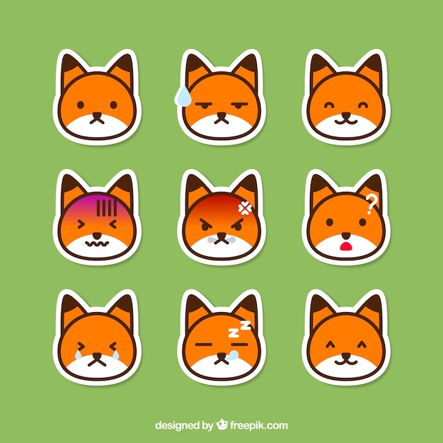 Pack of fox emoticon stickers