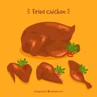 Free vector pack of fried chicken