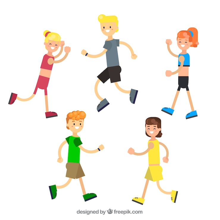 Free Vector pack of friendly characters running in flat design