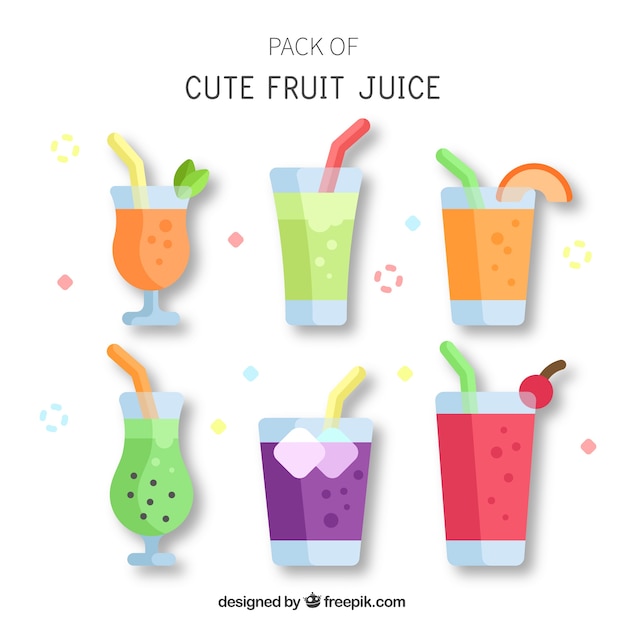 Free vector pack of fruit juices in flat design