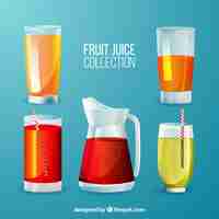 Free vector pack of fruit juices with different tastes