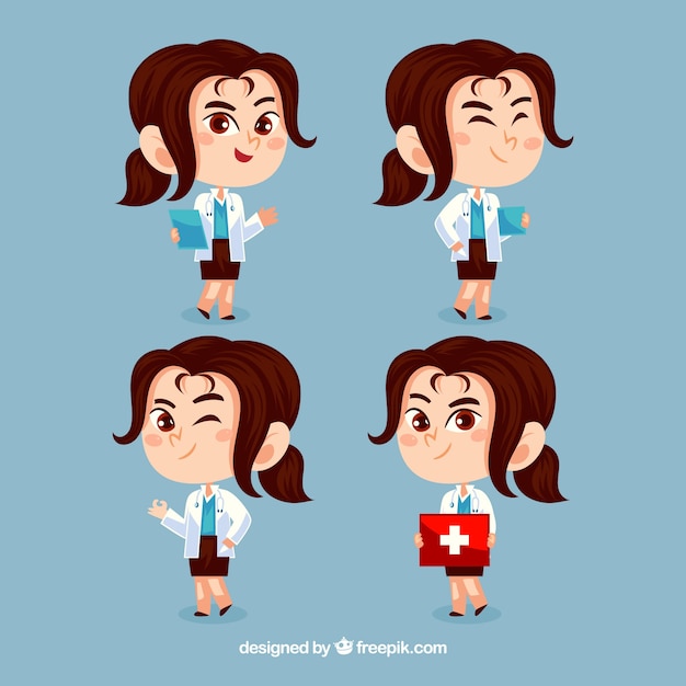 Free vector pack of fun female doctors