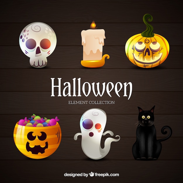 Free vector pack of fun halloween elements